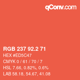 カラーコード: RGB 237 92.2 71 | qconv.com