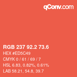 カラーコード: RGB 237 92.2 73.6 | qconv.com