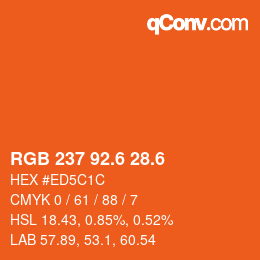 カラーコード: RGB 237 92.6 28.6 | qconv.com
