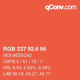 カラーコード: RGB 237 92.6 66 | qconv.com
