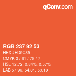 Color code: RGB 237 92 53 | qconv.com