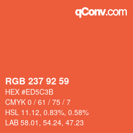 Color code: RGB 237 92 59 | qconv.com