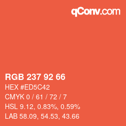颜色代码: RGB 237 92 66 | qconv.com