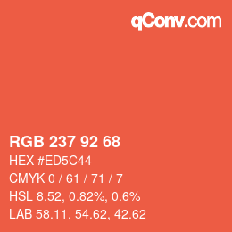 カラーコード: RGB 237 92 68 | qconv.com