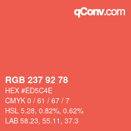 カラーコード: RGB 237 92 78 | qconv.com