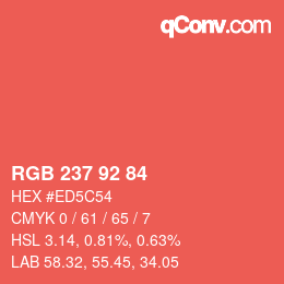 颜色代码: RGB 237 92 84 | qconv.com