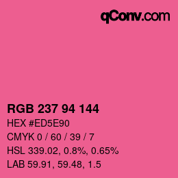 Color code: RGB 237 94 144 | qconv.com