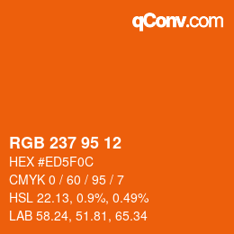 Color code: RGB 237 95 12 | qconv.com