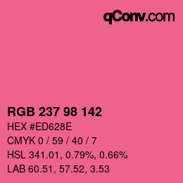 Color code: RGB 237 98 142 | qconv.com