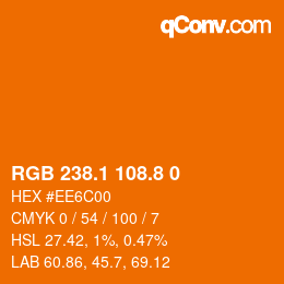Color code: RGB 238.1 108.8 0 | qconv.com