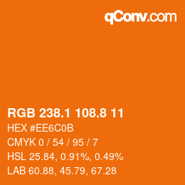 カラーコード: RGB 238.1 108.8 11 | qconv.com
