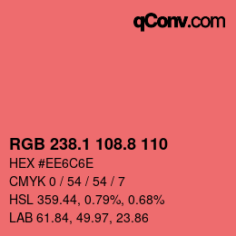 カラーコード: RGB 238.1 108.8 110 | qconv.com