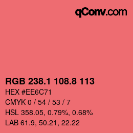 カラーコード: RGB 238.1 108.8 113 | qconv.com