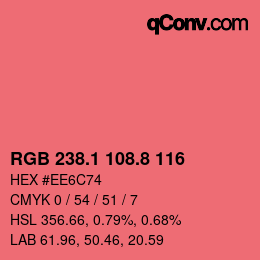 カラーコード: RGB 238.1 108.8 116 | qconv.com