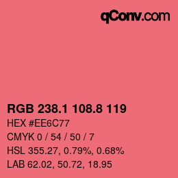 カラーコード: RGB 238.1 108.8 119 | qconv.com