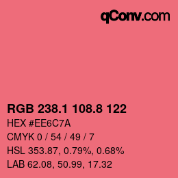 カラーコード: RGB 238.1 108.8 122 | qconv.com