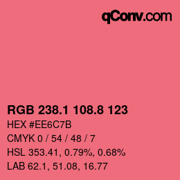 カラーコード: RGB 238.1 108.8 123 | qconv.com