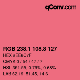カラーコード: RGB 238.1 108.8 127 | qconv.com