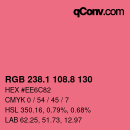カラーコード: RGB 238.1 108.8 130 | qconv.com