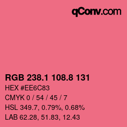 カラーコード: RGB 238.1 108.8 131 | qconv.com