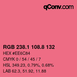 カラーコード: RGB 238.1 108.8 132 | qconv.com