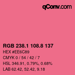カラーコード: RGB 238.1 108.8 137 | qconv.com