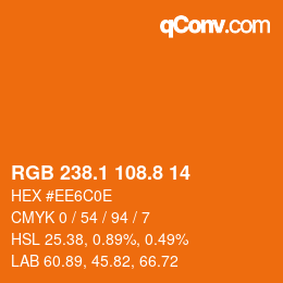 Color code: RGB 238.1 108.8 14 | qconv.com