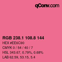 カラーコード: RGB 238.1 108.8 144 | qconv.com