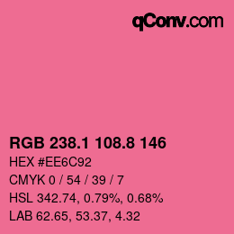カラーコード: RGB 238.1 108.8 146 | qconv.com