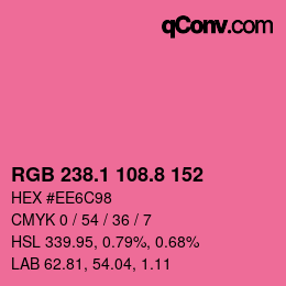カラーコード: RGB 238.1 108.8 152 | qconv.com