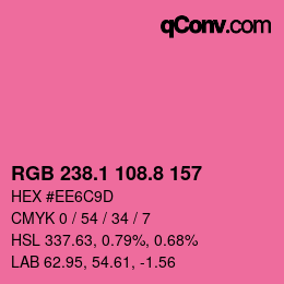 カラーコード: RGB 238.1 108.8 157 | qconv.com