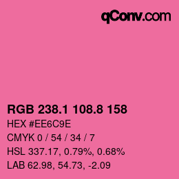 カラーコード: RGB 238.1 108.8 158 | qconv.com