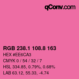カラーコード: RGB 238.1 108.8 163 | qconv.com