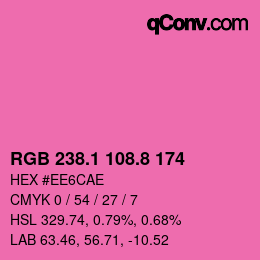 カラーコード: RGB 238.1 108.8 174 | qconv.com