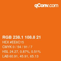 カラーコード: RGB 238.1 108.8 21 | qconv.com