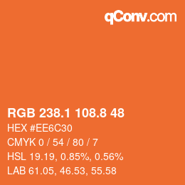 カラーコード: RGB 238.1 108.8 48 | qconv.com