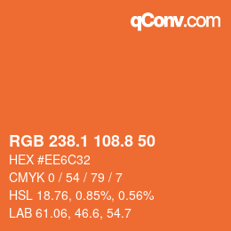 Color code: RGB 238.1 108.8 50 | qconv.com
