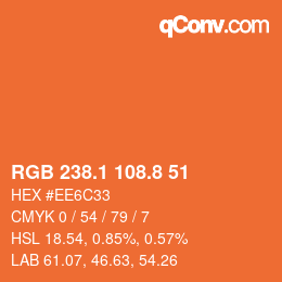 カラーコード: RGB 238.1 108.8 51 | qconv.com