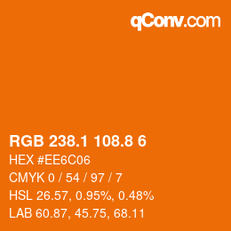 Color code: RGB 238.1 108.8 6 | qconv.com