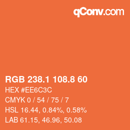 Color code: RGB 238.1 108.8 60 | qconv.com