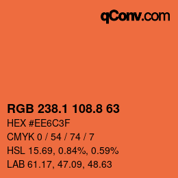 カラーコード: RGB 238.1 108.8 63 | qconv.com