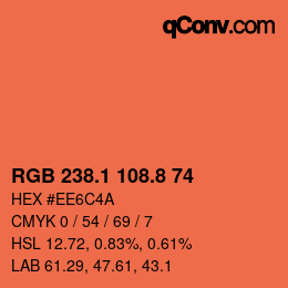 Color code: RGB 238.1 108.8 74 | qconv.com
