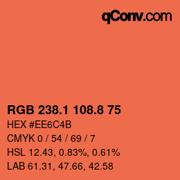 カラーコード: RGB 238.1 108.8 75 | qconv.com