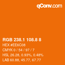 Color code: RGB 238.1 108.8 8 | qconv.com