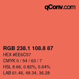 カラーコード: RGB 238.1 108.8 87 | qconv.com