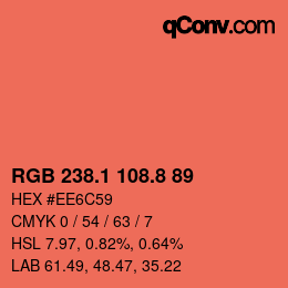 Color code: RGB 238.1 108.8 89 | qconv.com