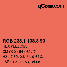 カラーコード: RGB 238.1 108.8 90 | qconv.com