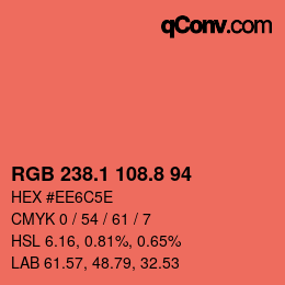 Color code: RGB 238.1 108.8 94 | qconv.com