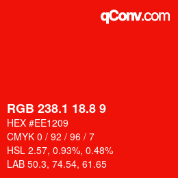カラーコード: RGB 238.1 18.8 9 | qconv.com