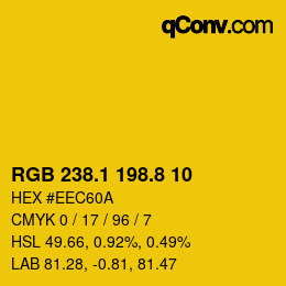 カラーコード: RGB 238.1 198.8 10 | qconv.com